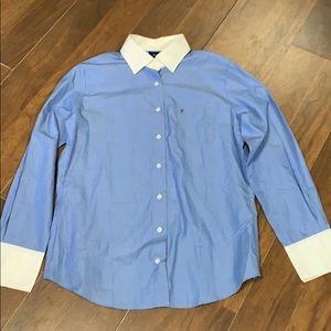 Faconnable  blue button down top size 12